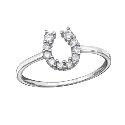 Horseshoe Sterling Silver Ring with Cubic Zirconia