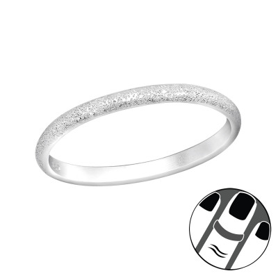 Silver 2mm Band Midi Ring with Diamond Dust