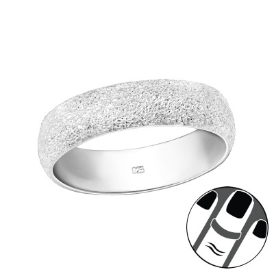 Silver 6mm Band Midi Ring with Diamond Dust