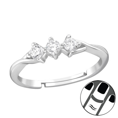 Silver Sparkling Midi Ring with Cubic Zirconia