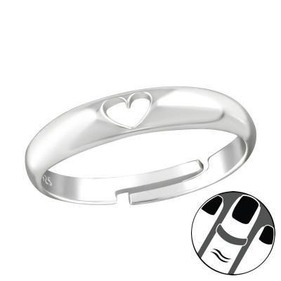 Silver Heart Midi Ring