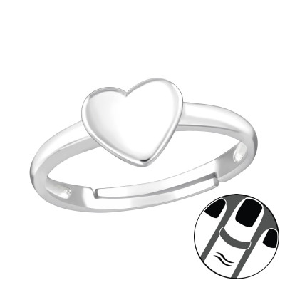 Silver Heart Midi Ring