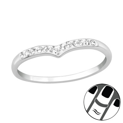 Silver Heart Midi Ring with Crystal