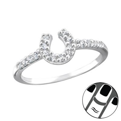 Silver Horseshoe Midi Ring with Cubic Zirconia