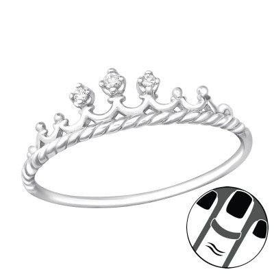 Silver Crown Midi Ring with Cubic Zirconia