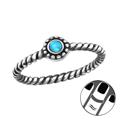 Silver Oxidized Midi Ring with Azure