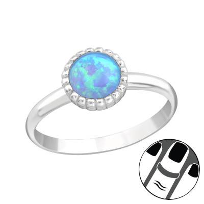 Silver Round Midi Ring with Synthetic Opal