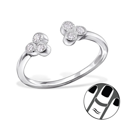 Open Sterling Silver Midi Ring with Cubic Zirconia