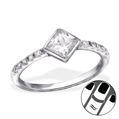 Square Sterling Silver Midi Ring with Cubic Zirconia