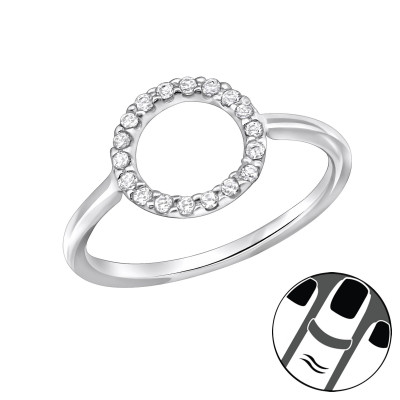 Silver Circle Midi Ring with Cubic Zirconia