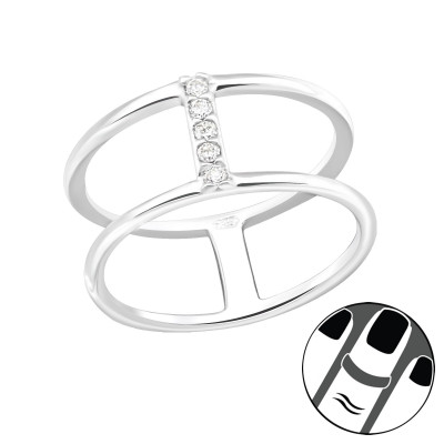 Silver Line Midi Ring with Cubic Zirconia