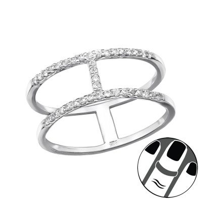 Silver Line Midi Ring with Cubic Zirconia