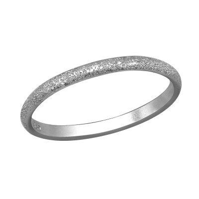 Silver 2mm Band Ring with Diamond Dust