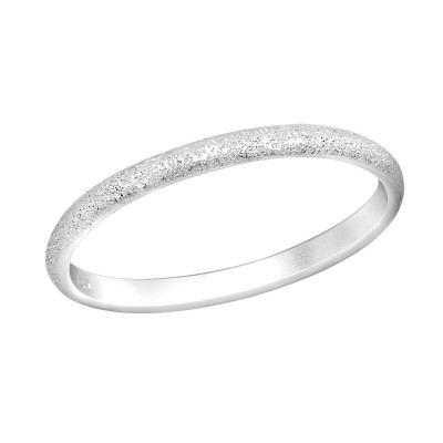 Silver 2mm Band Ring with Diamond Dust