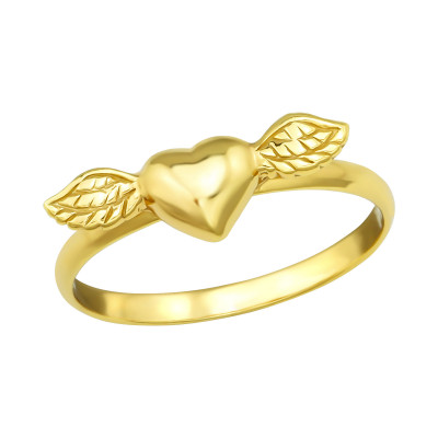 Silver Winged Heart Ring