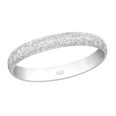 Silver 3mm Band Ring with Diamond Dust