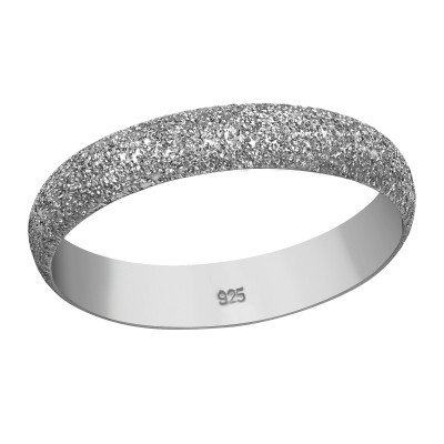 Silver 4mm Band Ring with Diamond Dust