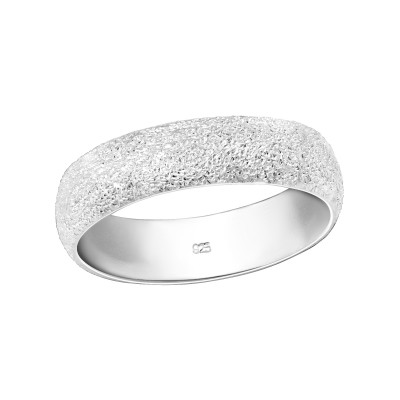 Silver 6mm Band Ring with Diamond Dust