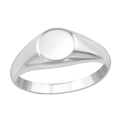 Silver Round Signet Ring