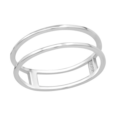 Silver Double Line Ring