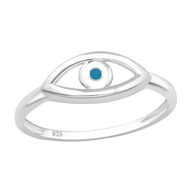 Silver Evil Eye Ring with Epoxy