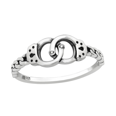 Silver Handcuffs Ring