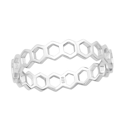 Silver Eternity Hexagon Ring