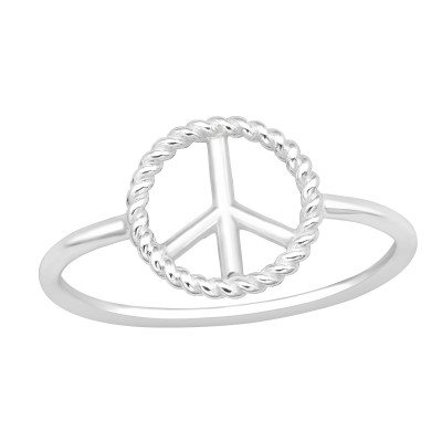 Silver Peace Symbol Ring