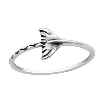 Silver Whale's Tail Ring