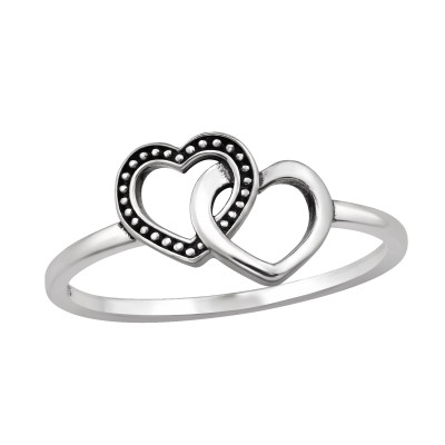 Double Heart Sterling Silver Ring