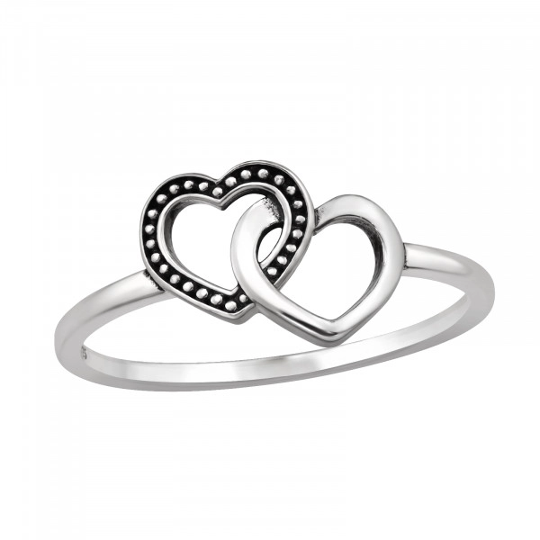 Magnificent Double Heart Sterling Silver Ring