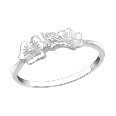 Silver 3 Flowers Ring