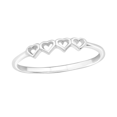 Silver Chained Hearts Ring