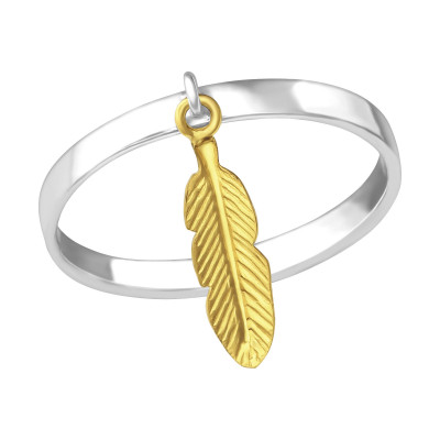 Silver Ring With Hanging Feather