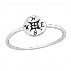 Compass Sterling Silver Ring with Epoxy