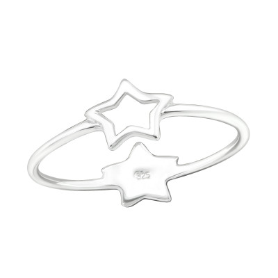 Silver Double Star Ring