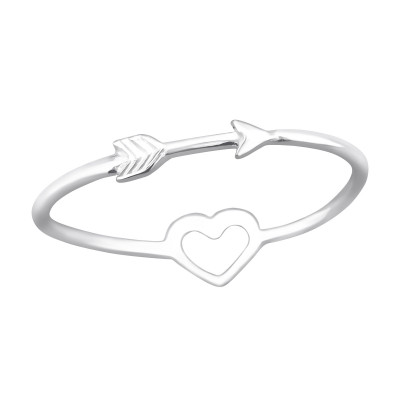 Silver Arrow and Heart Ring