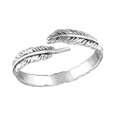 Silver Open Feather Ring