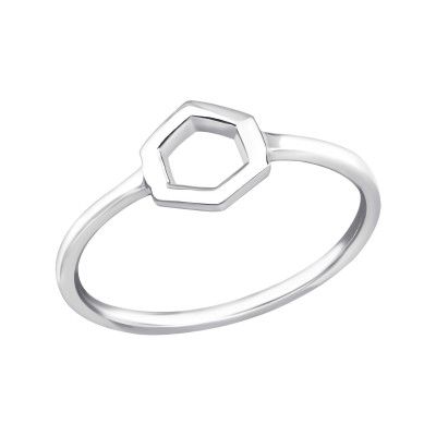 Hexagon Sterling Silver Ring