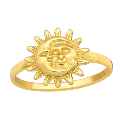 Silver Sun and Moon Ring