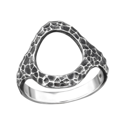 Silver Patterned Circle Ring