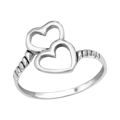 Silver Double Heart Ring