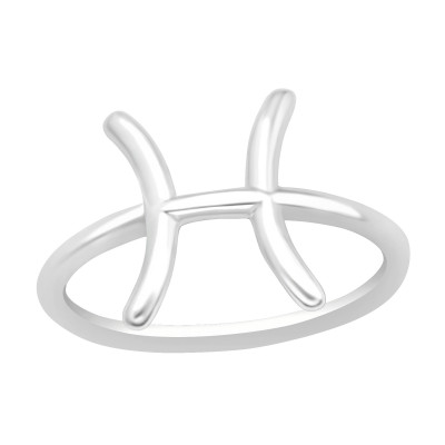 Silver Pisces Zodiac Sign Ring