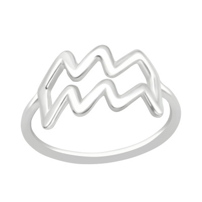 Silver Aquarius Zodiac Sign Ring