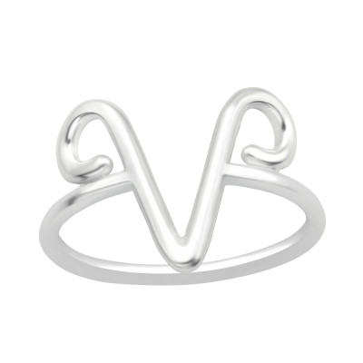 Silver Aries Zodiac Sign Ring