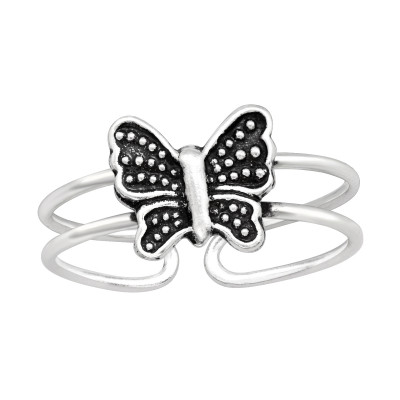 Silver Butterfly Adjustable Toe Ring