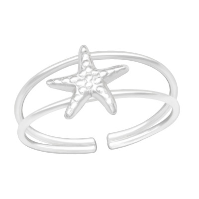 Silver Starfish Adjustable Toe Ring