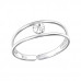 Silver Single Stone Adjustable Toe Ring with Crystal