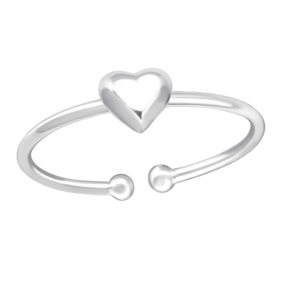 Silver Heart Adjustable Toe Ring