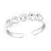 Silver Dot Link Adjustable Toe Ring with Crystal